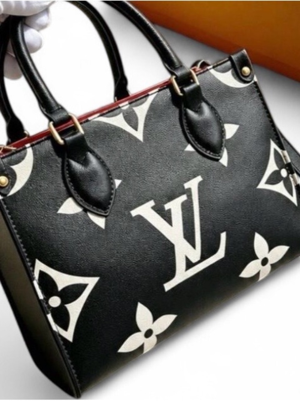 Source Unknown Black & White Monogram Satchel
